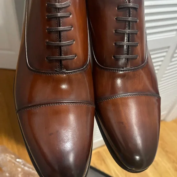 Paul Evans Dark Brown Leather Cagney II Stitched Cap-Toe Oxfords Sz 9.5 - Picture 11 of 15